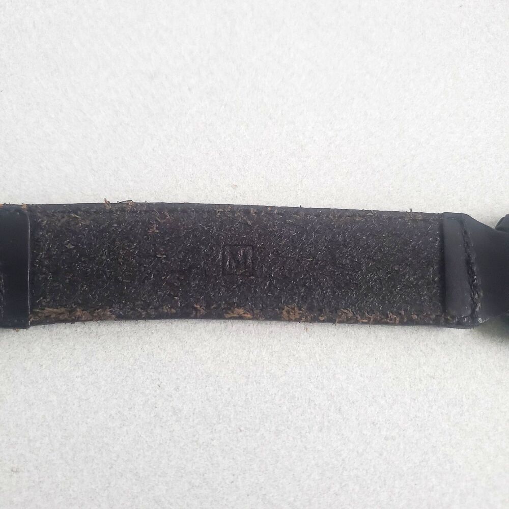 Vintage Fossil Black Leather Belt Medium Interlocking Ring Y2K Waist Belt - Picture 10 of 16